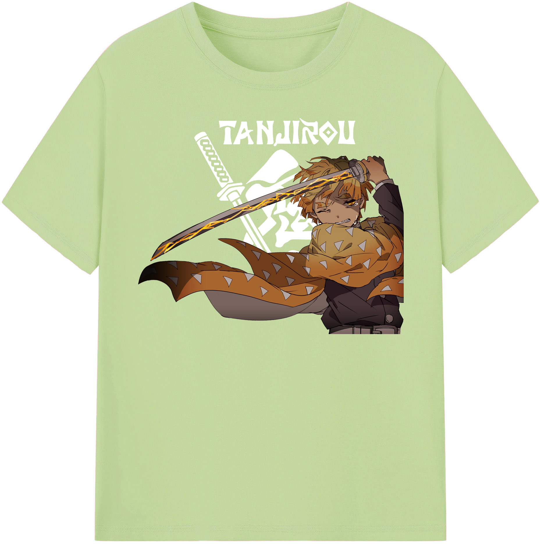 （画像用） 鬼滅の刃（きめつのやいば）我妻 善逸／あがつま ぜんいつ Agatsuma Zenitsu 綿100％半袖Tシャツ（フロントプリント）